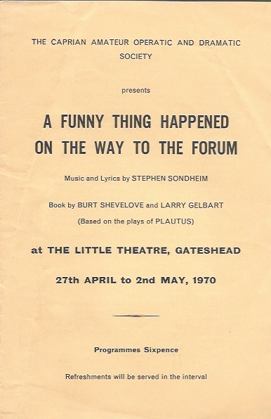 A Funny Thing Happened on the Way to the Forum programme cover, from 1970